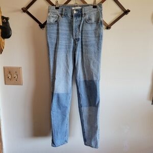 Pacsun Ultra High Rise Slim Jean Patch Hidden Button Fly Denim 25